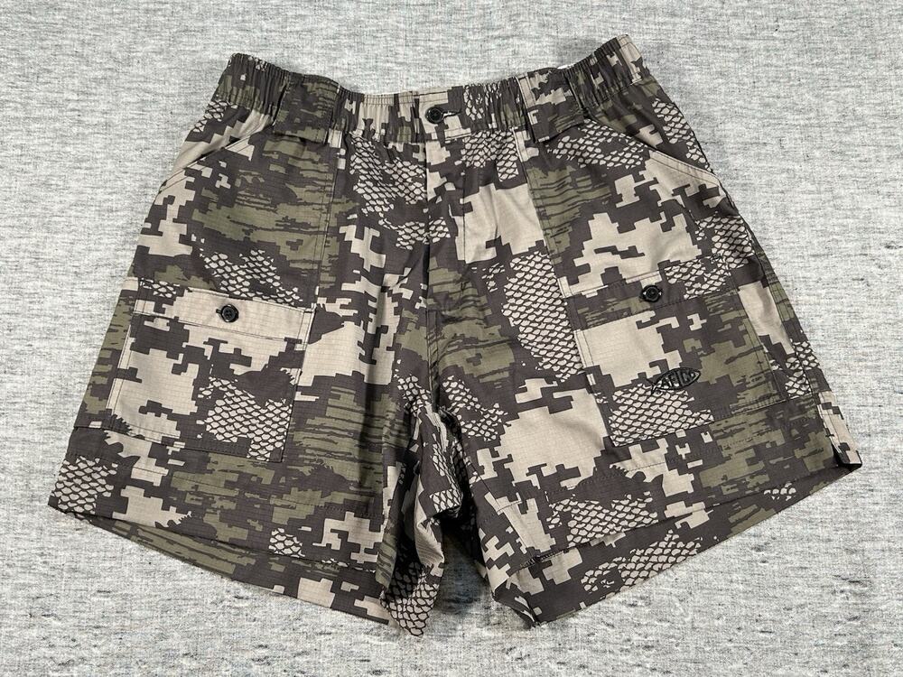 AFTCO Original Fishing Shorts Mens 36 6" Camouflage Cargo Pockets Stretch